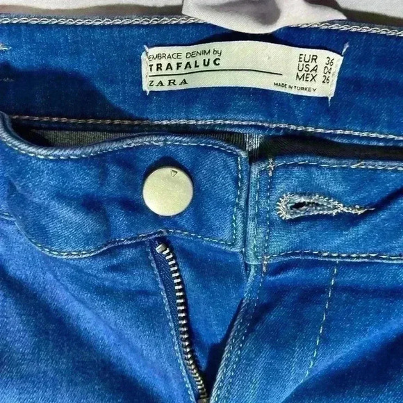 Zara Women's Jeans Trafaluc Demin MId Waist Skinny Stretch Cobalt Blue Size 4 - Picture 3 of 7